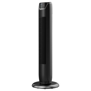 Schwarzer Midea Turmventilator FZ10-17JR, 91,8 cm hoch, mit LED-Display und runder Basis.
