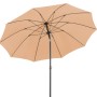 Schneider Balkonschirm Ø 270 cm Apricot mit Knickfunktion, von unten fotografiert.