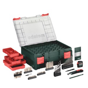 Metabo Akku-Bohrschrauber BS 18 Set mit 74-teiligem Zubehör im Koffer.