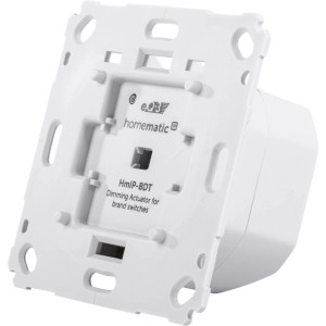 Homematic IP Dimmaktor für Markenschalter, weiß, Unterputz-Modul mit Befestigungslaschen für Smart Home.