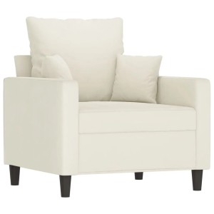 vidaXL 3-Tlg Sofagarnitur mit Kissen Creme Samt 3201688
