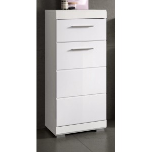 Inn.Furn Badezimmer Kommode in Weiß Hochglanz 37 x 88 cm Shawn