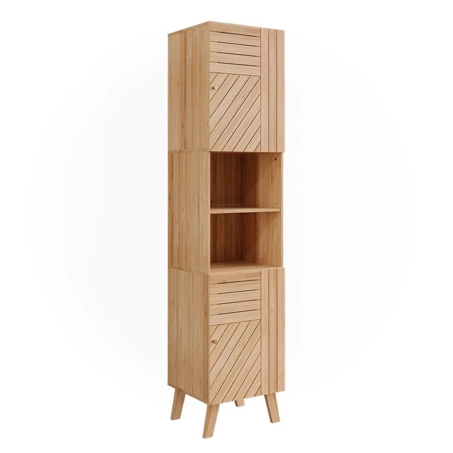 Vicco Badschrank Lucie Bambus 40 x 177 mit 2 Türen