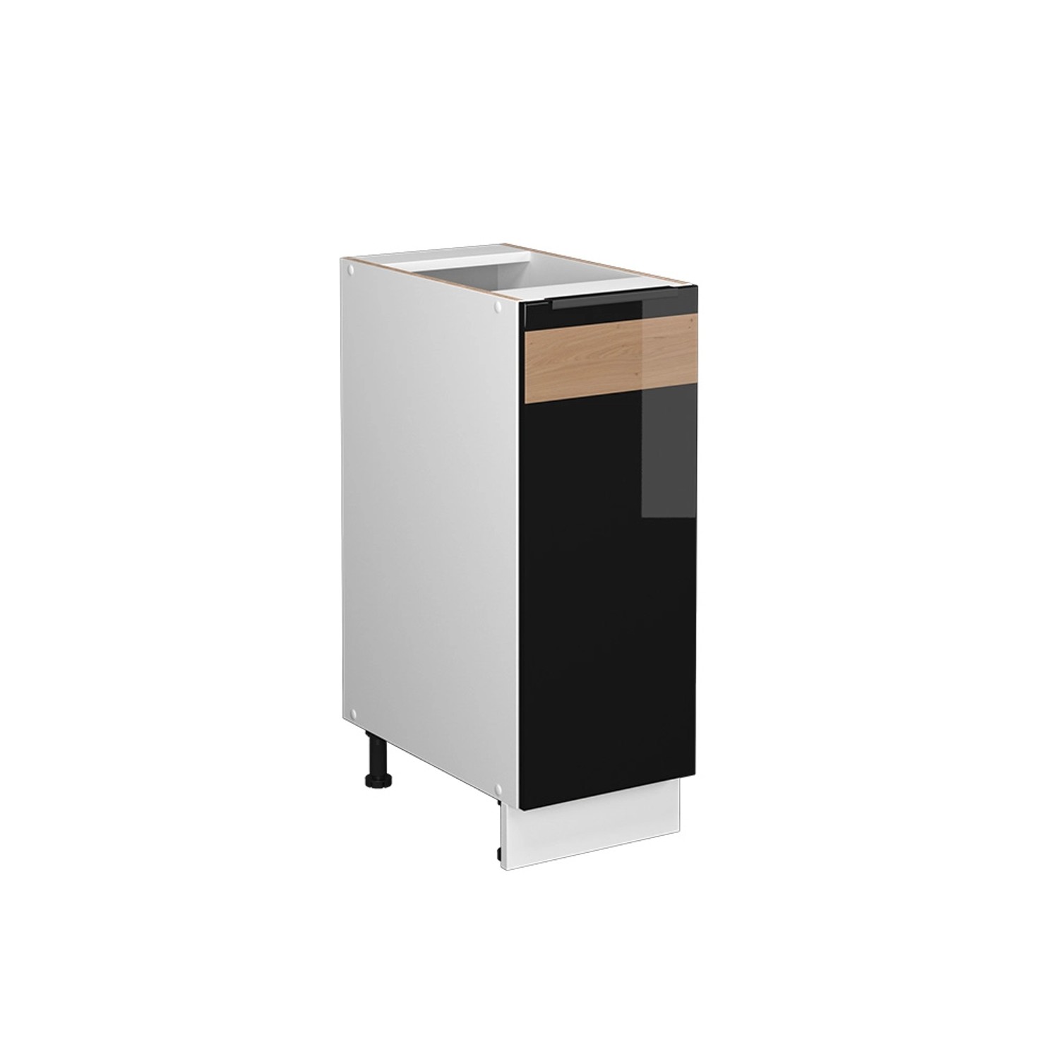 Vicco Apothekerschrank Fame-Line Schwarz-Eiche Hochglanz/Weiß 30 cm ohne Arbeitsplatte