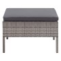 Fußhocker des vidaXL Garten-Lounge-Sets aus grauem Rattan mit anthrazitfarbenem Kissen.
