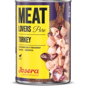 Josera Hunde-Nassfutter Meat Lovers Pure Turkey, 400g Dose mit Putenfleisch.