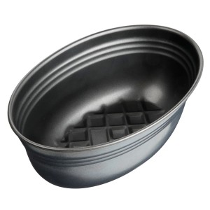 Ovale, schwarz-metallic Zenker Brotform, 26,5x16,5x9,5 cm, aus Stahlblech mit Antihaftbeschichtung.