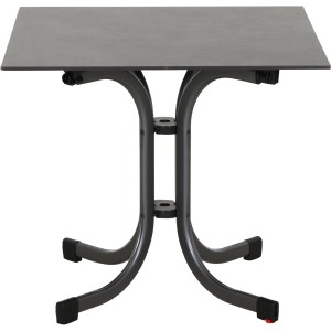 Quadratischer, anthrazitfarbener Siena Garden Klapptisch Sola, 80x80 cm, ideal für Balkon und Garten.