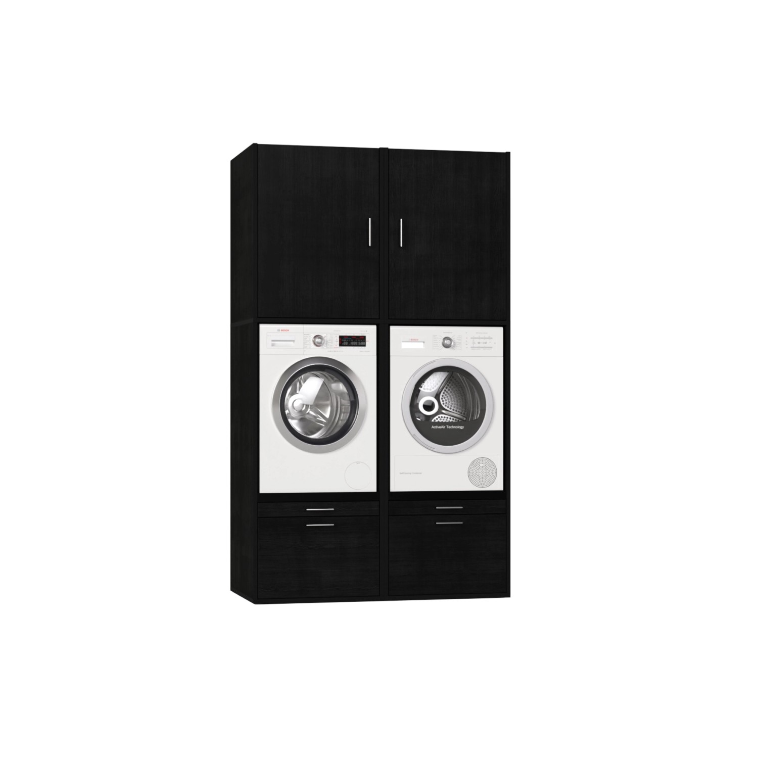 Waschturm Waschmaschinenschrank Twin collection 4.3 Schwarz Eiche-Optik günstig online kaufen