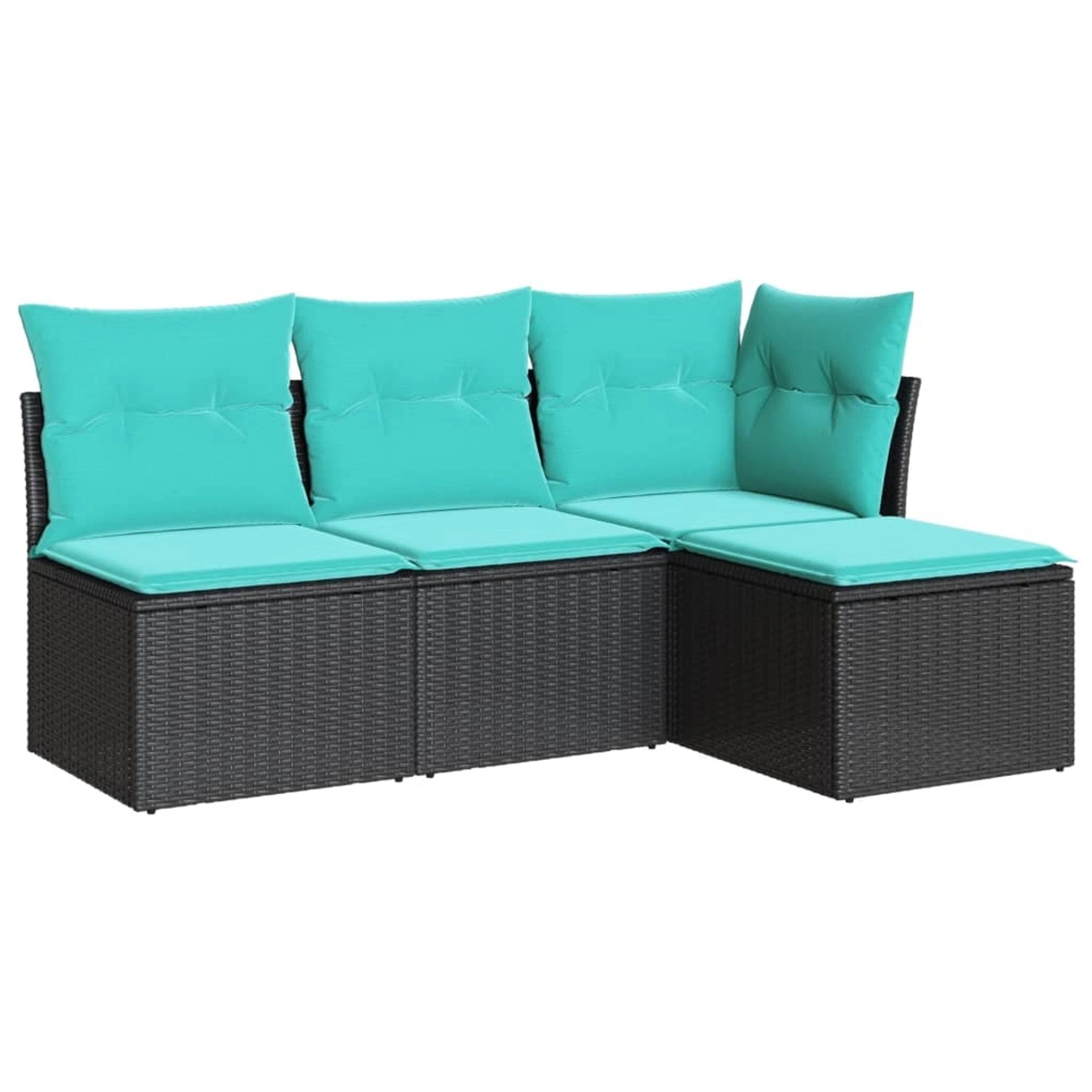 vidaXL 4-Tlg Garten-Sofagarnitur mit Kissen Schwarz Poly Rattan 3217497 günstig online kaufen