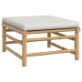 Fußhocker aus Bambus mit hellgrauem Kissen, Teil des vidaXL Garten-Lounge-Sets.
