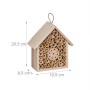 Bienenhotel aus Holz und Bambus, naturbelassen, mit Abmessungen 20,5 x 19,5 x 8,5 cm.