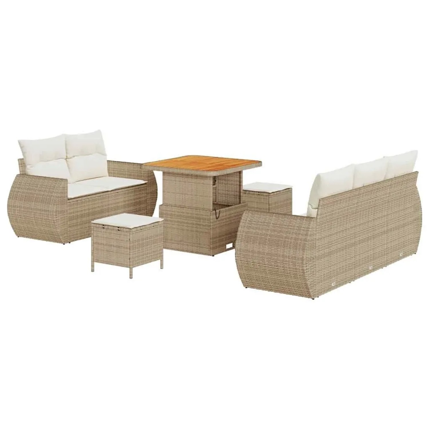 vidaXL Gartensofa-set mit Kissen 8-Tlg Beige und Creme Poly-Rattan 3363766 günstig online kaufen