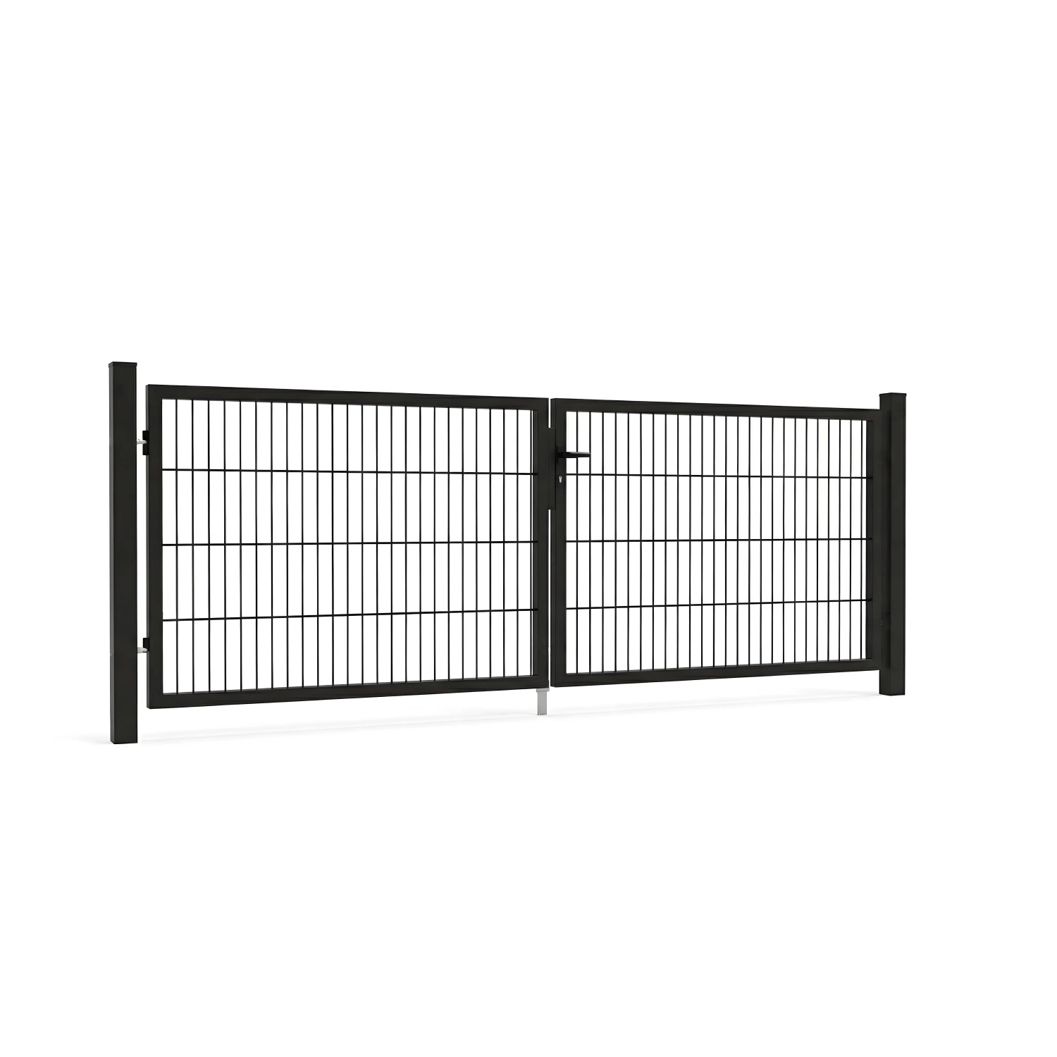 GEWA Gartentor Classic Doppeltor Symmetrisch 4m Breit 1,2m Hoch Doppelstabmattenzaun Zauntor in RAL7016 Anthrazit inkl. Zubehör mit 60x60mm Pfosten