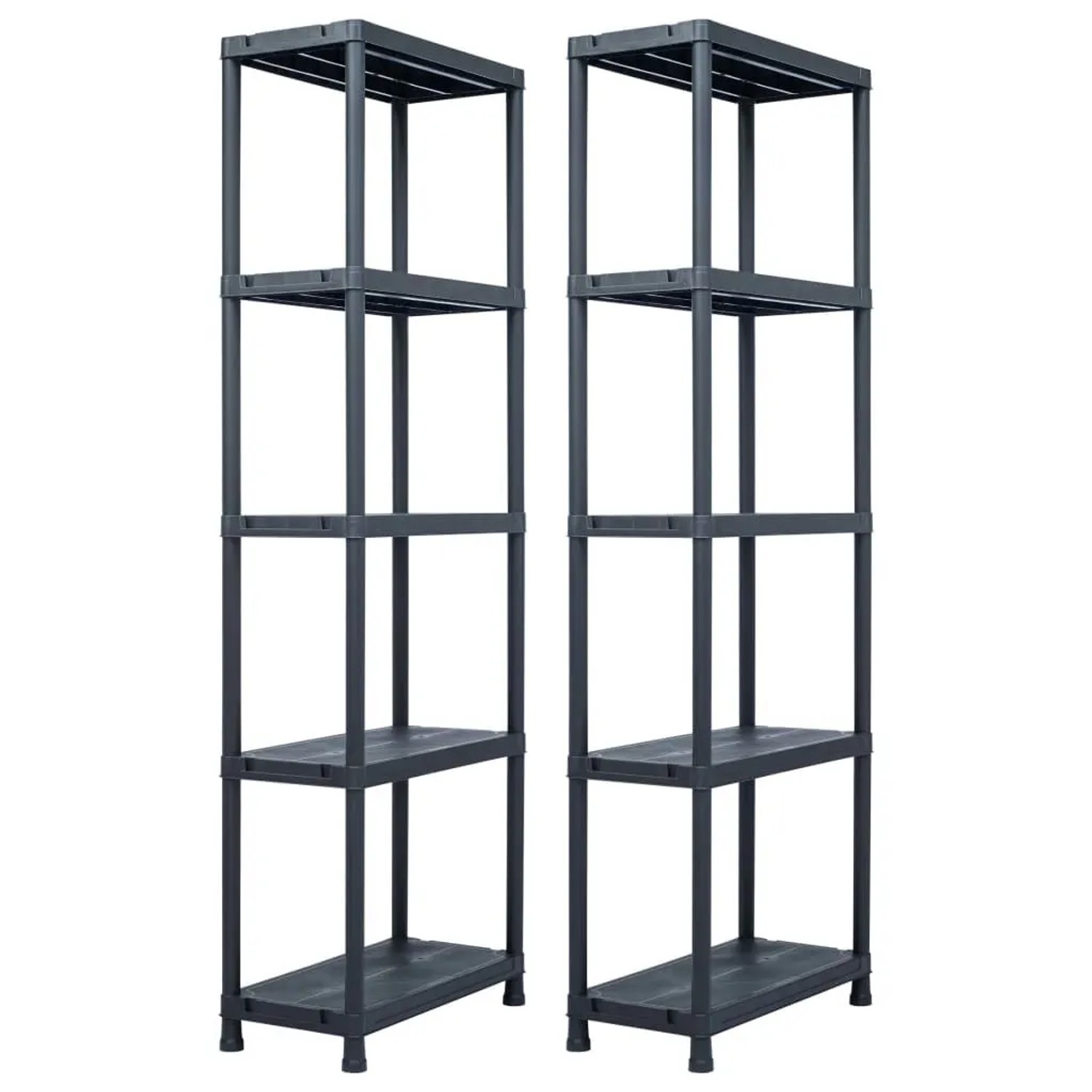 vidaXL Lagerregale 2 Stk Schwarz 125 kg 60 x 30 x 180 cm Kunststoff 276257