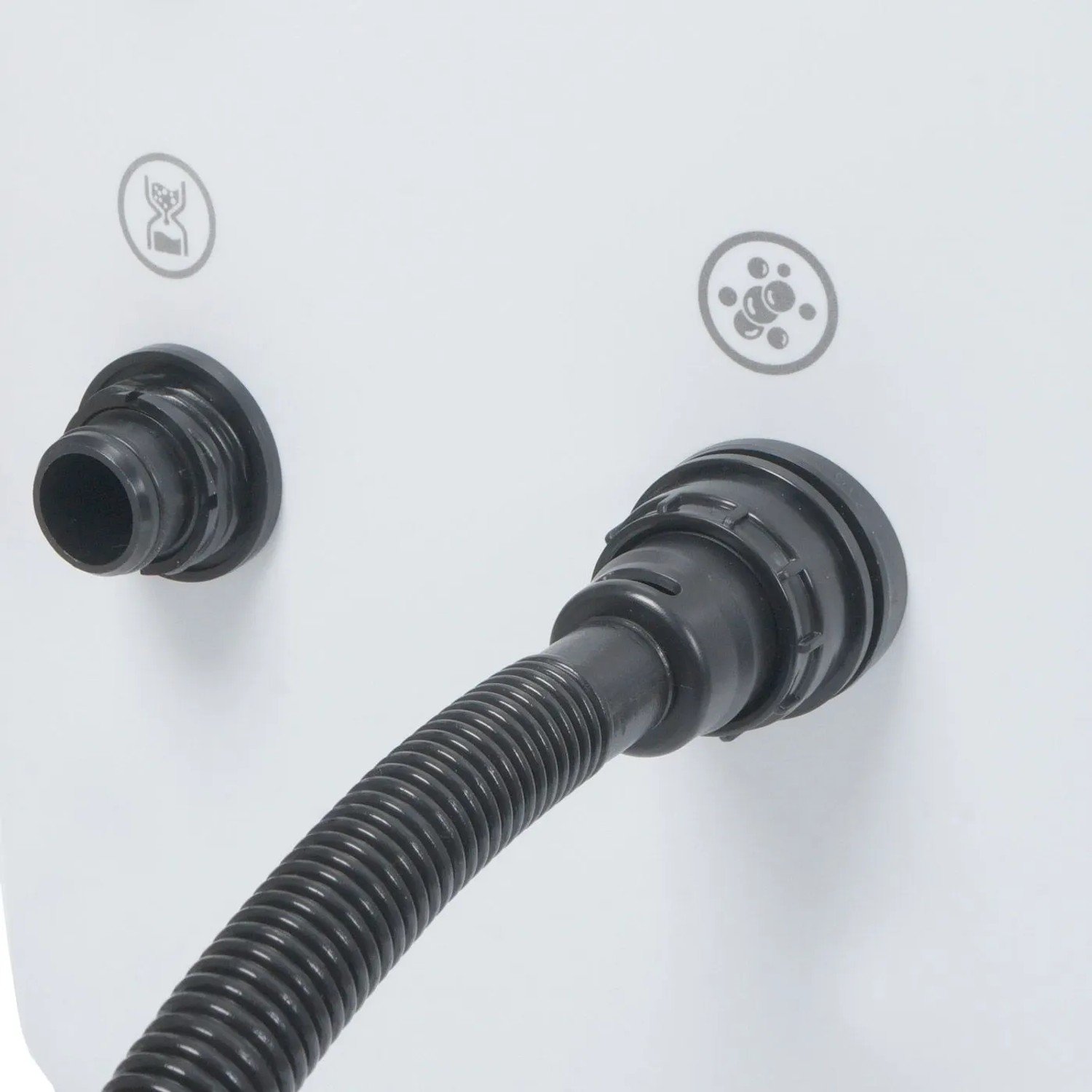 Detailaufnahme der MCW Pumpe für Whirlpool N97 mit Heizfunktion und Zubehör.