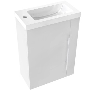 AICA Waschtisch mit Unterschrank SILVIA, 45 cm, weiß matt. Badmöbel Set für Gäste-WC mit Softclose.