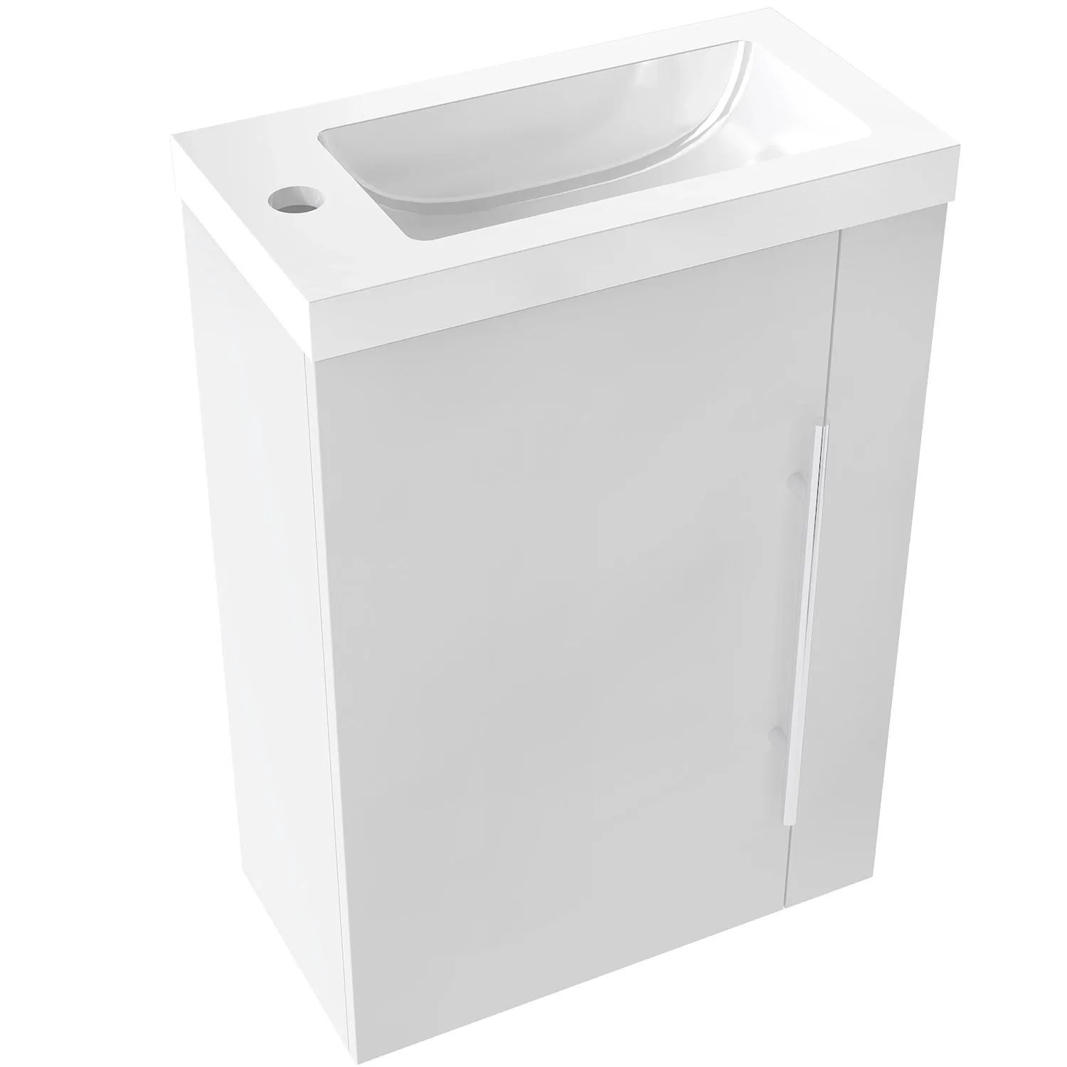 AICA Waschtisch mit Unterschrank 45 cm SILVIA Badmöbel Set 2 tlg. Gäste WC Waschbecken mit Unterschrank Weiß Matt Softclose