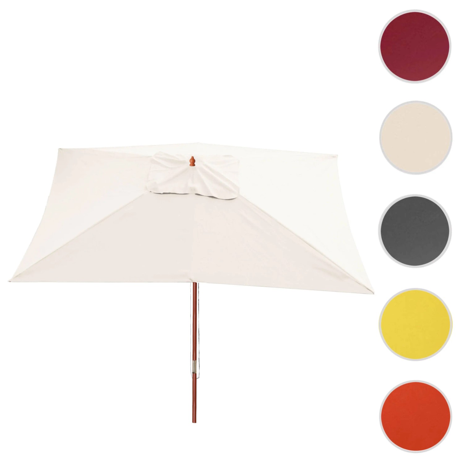 MCW Sonnenschirm Lissabon 3x4m Creme mit Holzständer und Farbauswahl.