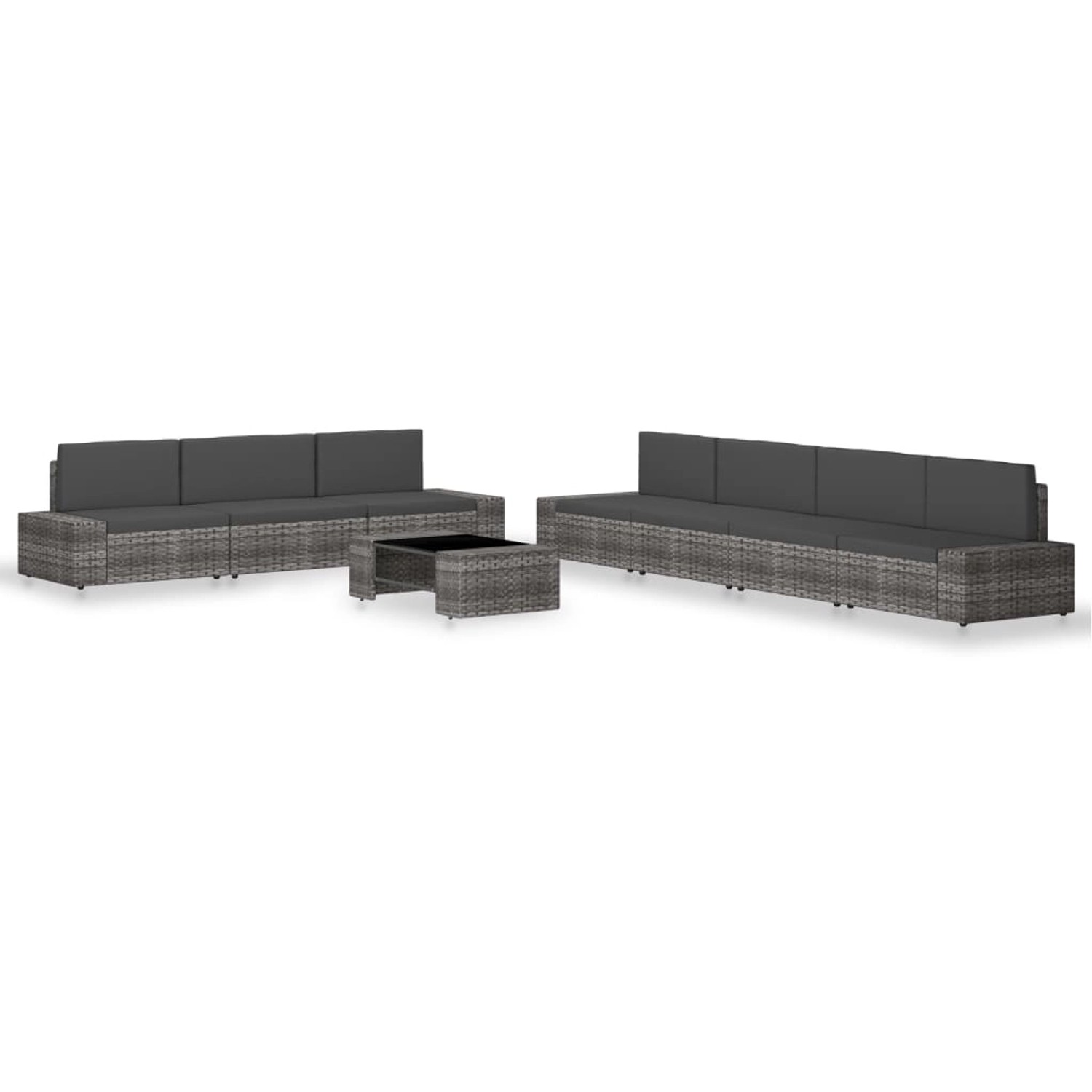 vidaXL 8-Tlg Garten-Lounge-Set Poly Rattan Grau 3054603