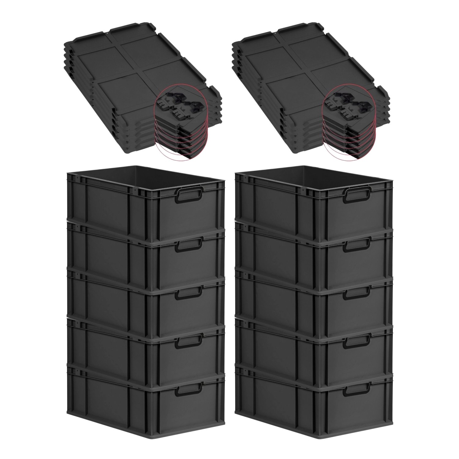 PROREGAL SuperSparSet 10x Eurobox Nextgen Color Mit Scharnierdeckel HxBxT 2 günstig online kaufen