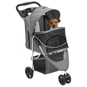 vidaXL Hundewagen Faltbar Grau 80x46x98 cm Oxford-Gewebe 172197