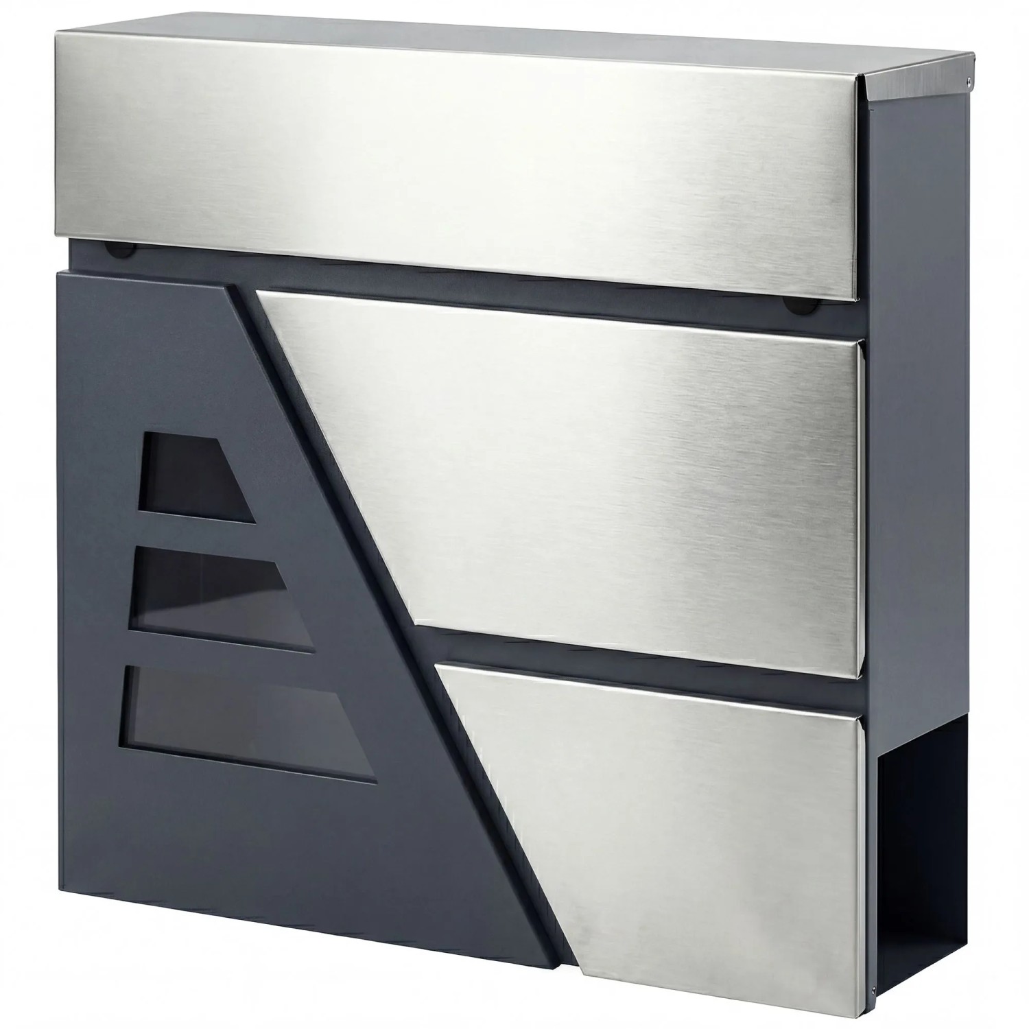 HOMCOM Mail Box Edelstahl Metall 37L x 10B x 37H cm Dunkelgrau