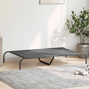 vidaXL Hundebett Erhöht Grau 130x80x20 cm Textilene und Stahl 42000844