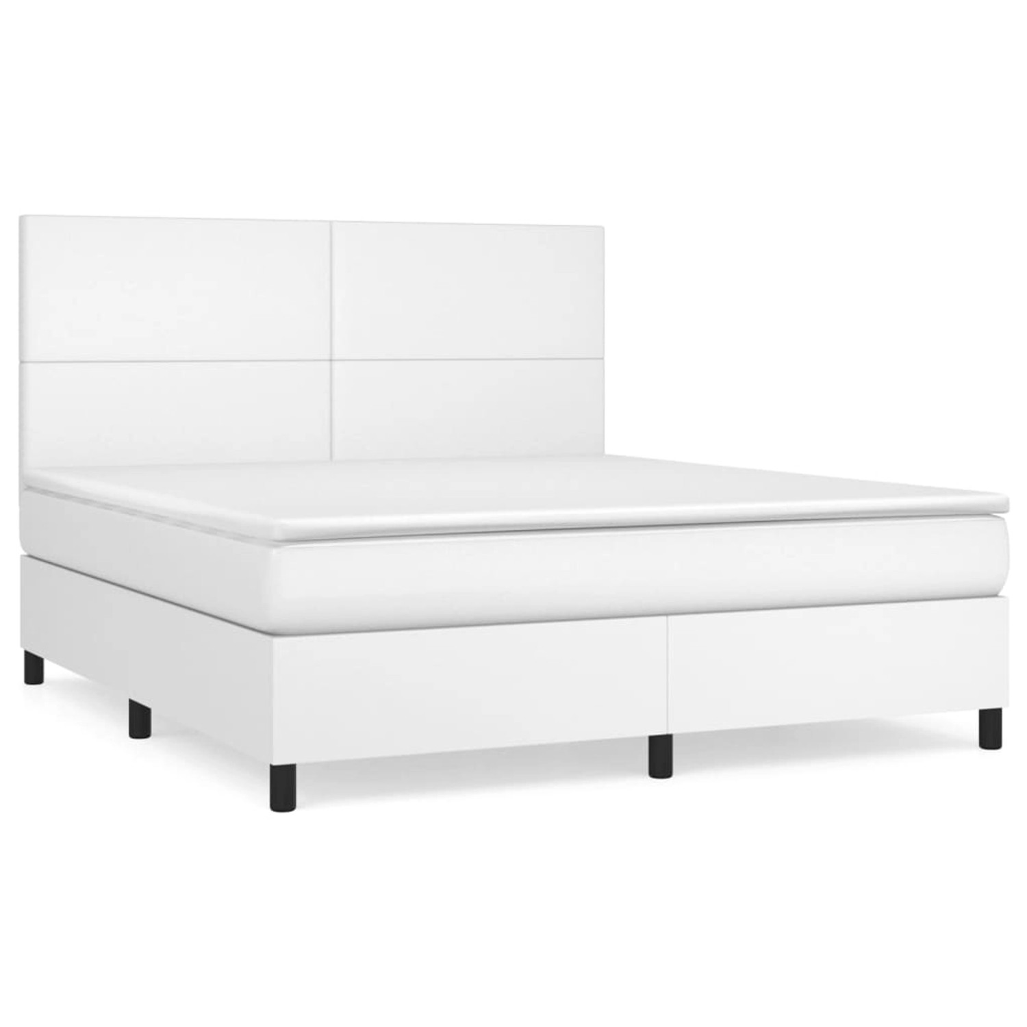 vidaXL Boxspringbett mit Matratze Weiß 160x200 cm Kunstleder1466140 günstig online kaufen