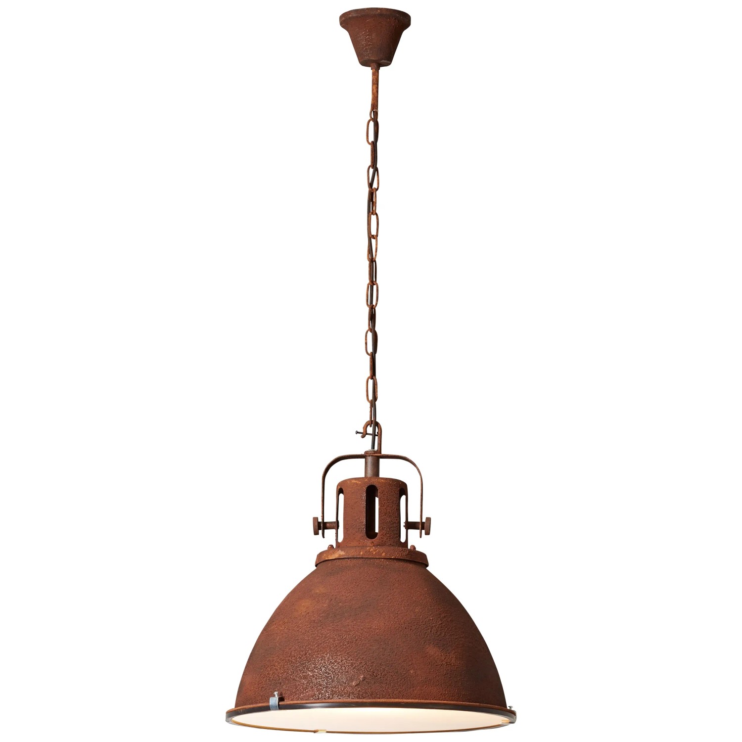 Rostfarbene Brilliant Pendelleuchte Jesper, Ø 47cm, im Industrie-Stil.