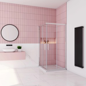 AICA Duschkabine 120x90cm mit Schiebetür, Eckeinstieg und 6mm Nano Glas für moderne Duschen.