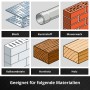 Materialien für Einhell Zubehör-Set: Blech, Kunststoff, Mauerwerk, Kalksandstein, Hartholz, Holz.