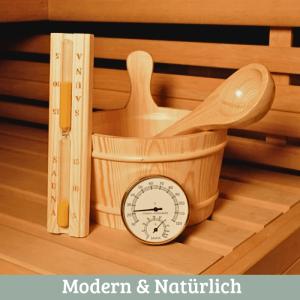 DELUKE Sauna Eimer mit Kelle 4-tlg. Saunakübel Sanduhr Thermometer Sauna Zubehör Wellness Aufguss Komplett Paket Saunaeimer Set