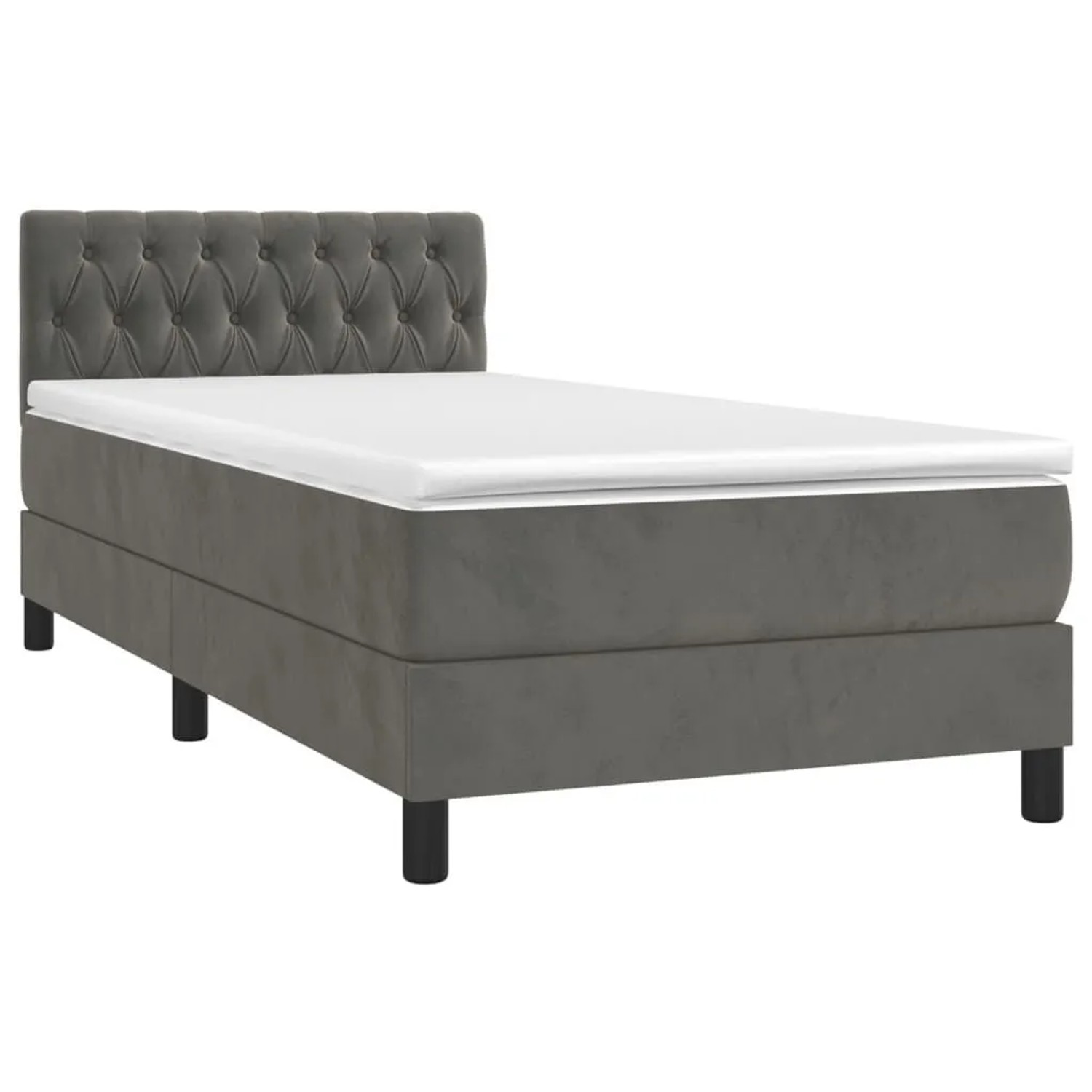vidaXL Boxspringbett mit Matratze Dunkelgrau 100x200 cm Samt 3141468 günstig online kaufen