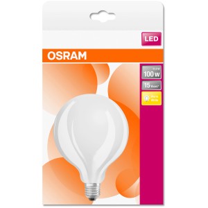 Osram LED-Leuchtmittel E27 in Globeform, 11W, warmweiß, für Wohnräume. Energiesparende LED Lampe.