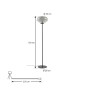 Moderne Lindby Stehlampe Lelia aus Alu und Glas, 150cm hoch, für Wohnzimmer.