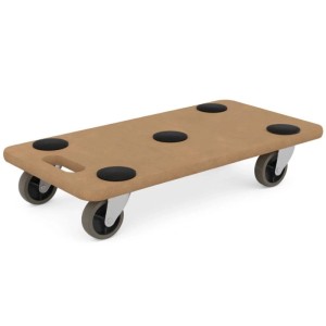 Brauner TTL HOME Möbelroller SCOOTER mit 4 Rollen, 5 schwarzen Anti-Rutsch-Pads und Griff. Robuste Transporthilfe.