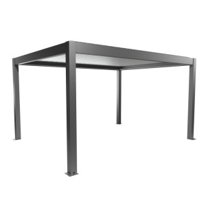 Biohort Pergola 4,5x3,5m in Quarz-Silber: Moderne Terrassenüberdachung mit Lamellen.