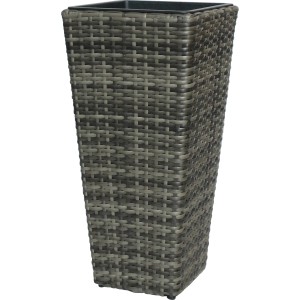 Hohe, quadratische Pflanzsäule "Shadow" aus Polyrattan, 60 cm hoch, für Innen- und Außenbereich.