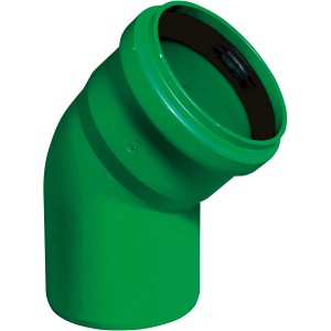 Maigrüner Kanalgrundrohr-Bogen 30 Grad DN 110 für Abwassersysteme.