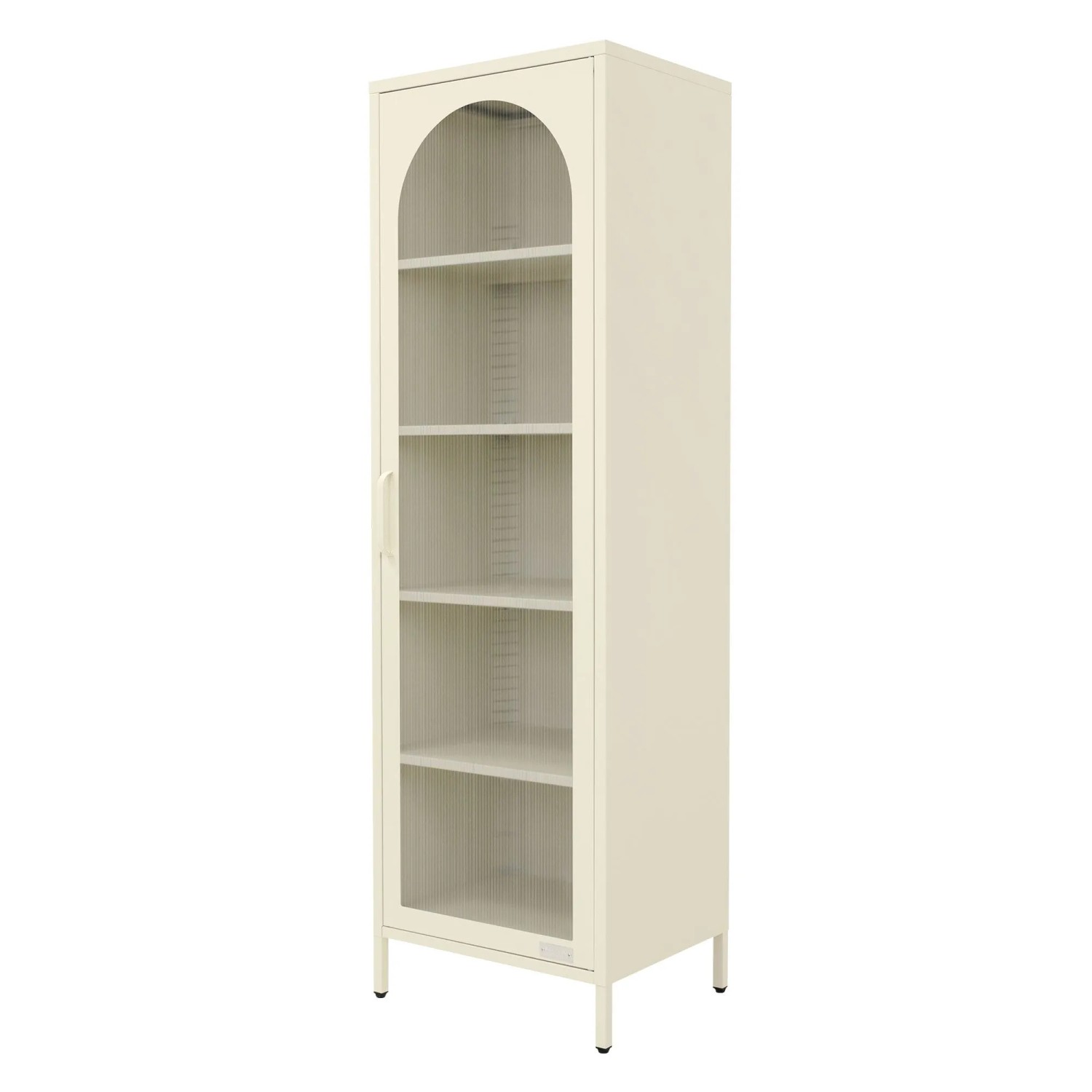 ML-Design Vitrinenschrank 45x145x35 cm Creme aus Stahl mit 5 Ablagen