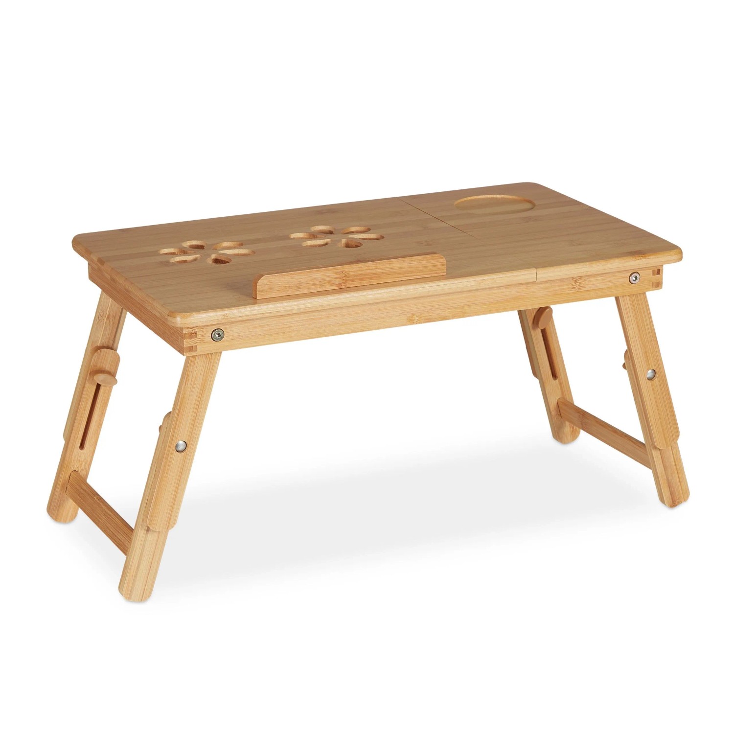 Relaxdays Laptoptisch Bambus Natur Höhenverstellbar Klappbar 43,5 cm x 57 cm x 30 cm