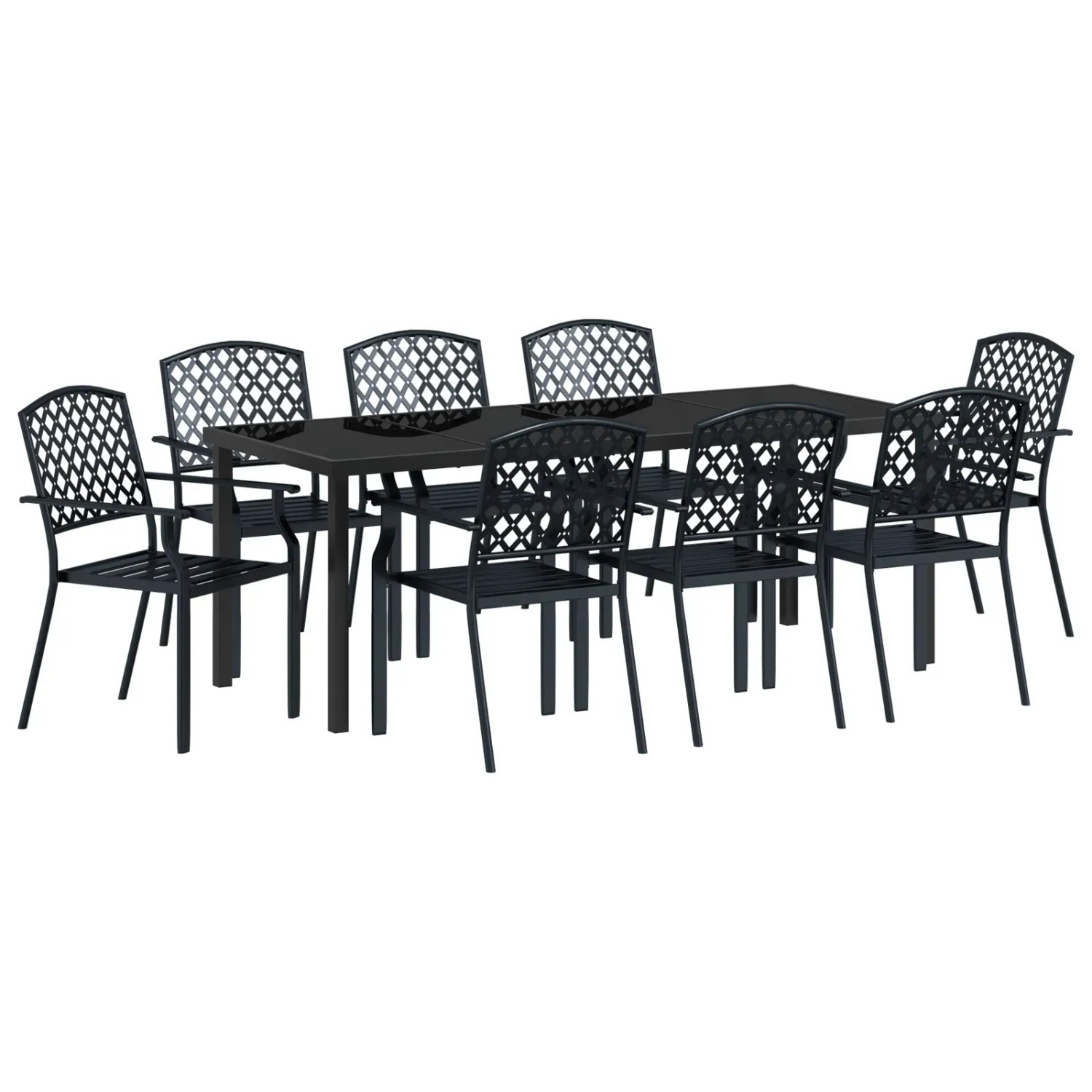 vidaXL 9-Teiliges Garten-Esstisch-Set in Anthrazit aus Stahl 3379309