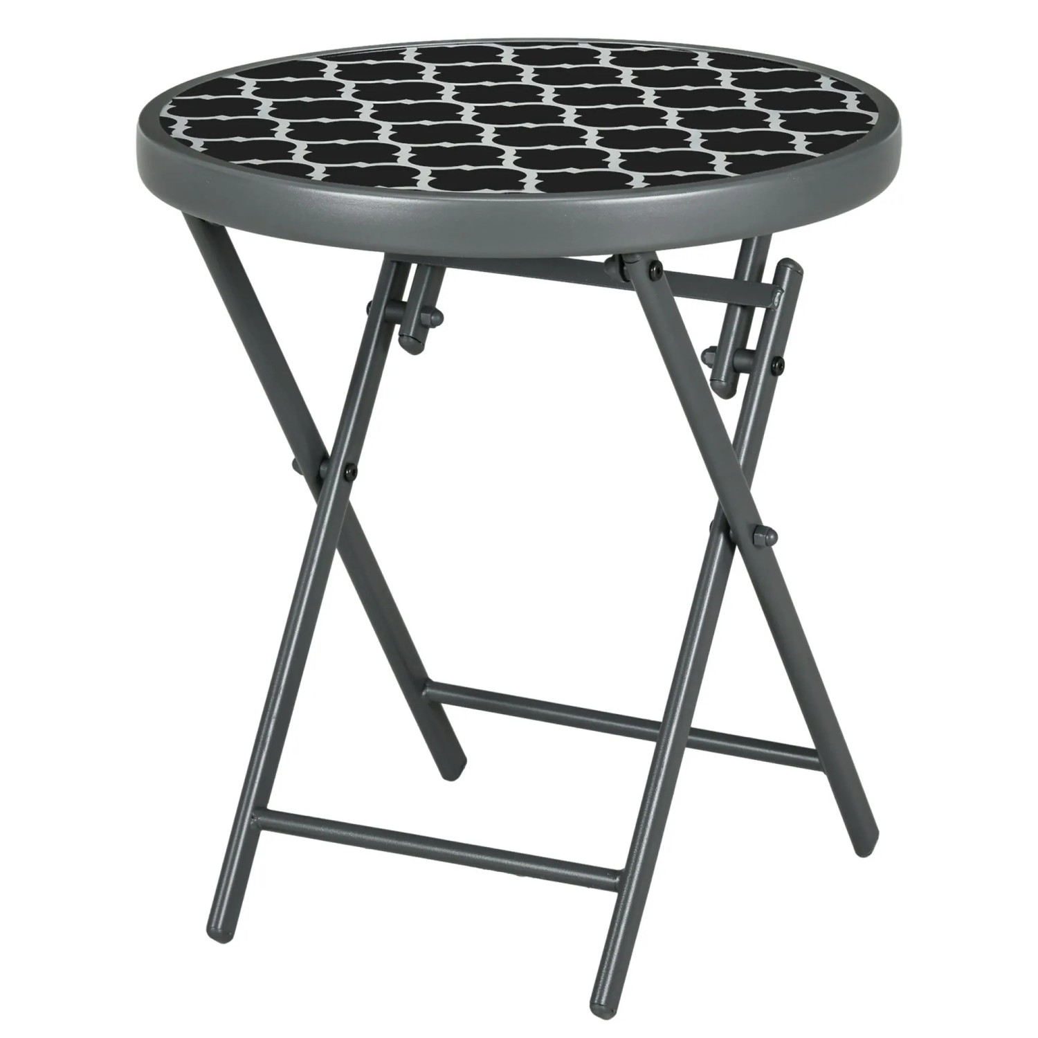 Furnicato Gartentisch Klapptisch Rund Ø45x50 Cm Schwarz Wetterbeständig Klappbar