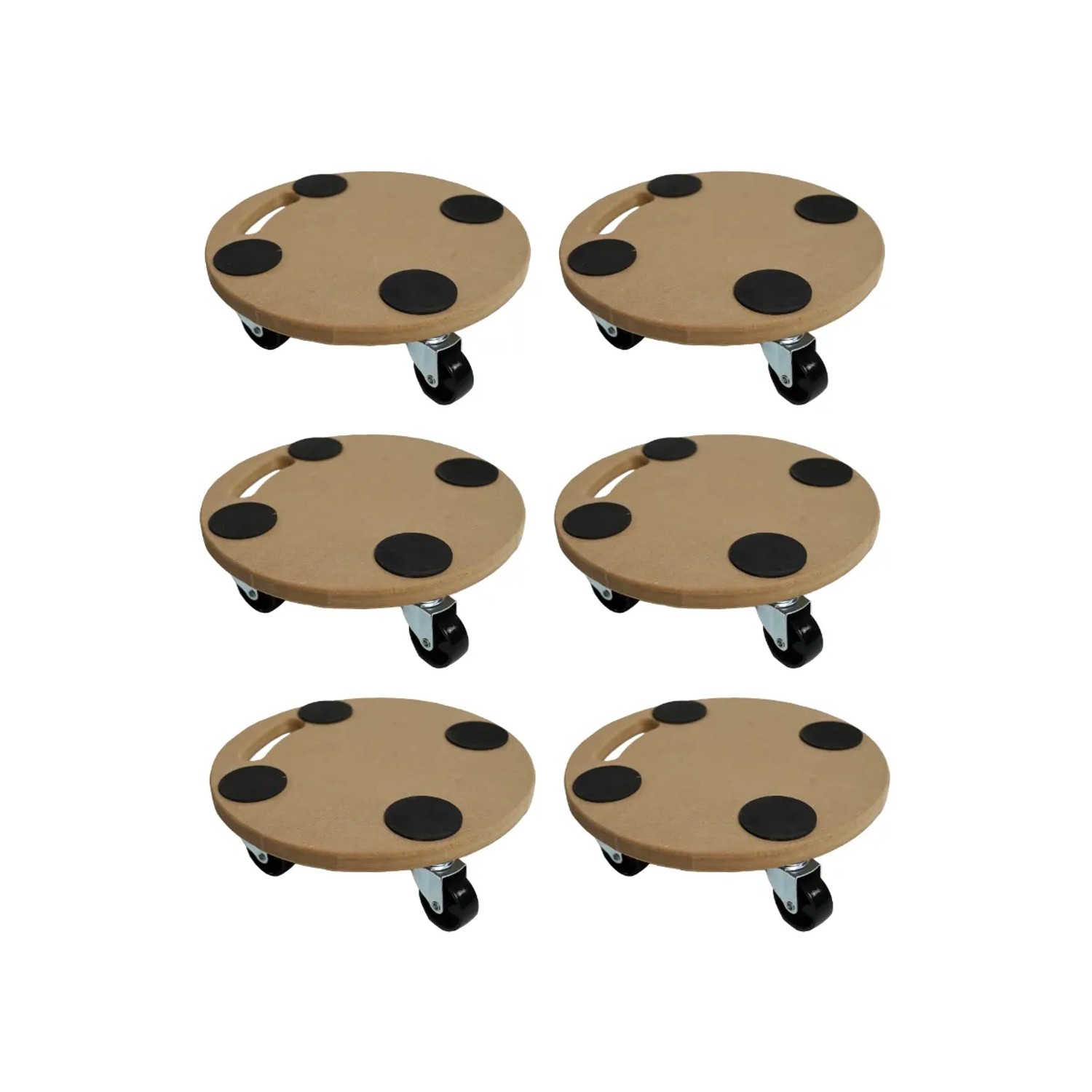 PROREGAL MegaDeal 6x Transportroller 4 Rollen Rund HxBxT 11x30x30 cm Traglast 100kg MDF Holzplatte