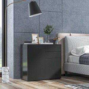 Schwarzes HOMCOM Sideboard mit Schubladen und Schranktür. Modernes Design für Wohnzimmer und Flur.