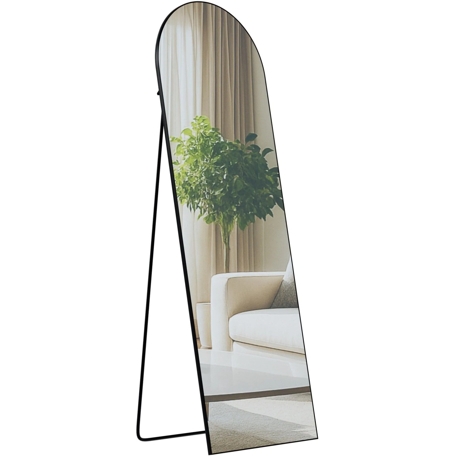 DELUKE Standspiegel MALAGA Glas Schwarz-matt 50x3x150cm Ganzkörperspiegel Freistehender Spiegel Groß Schlafzimmer