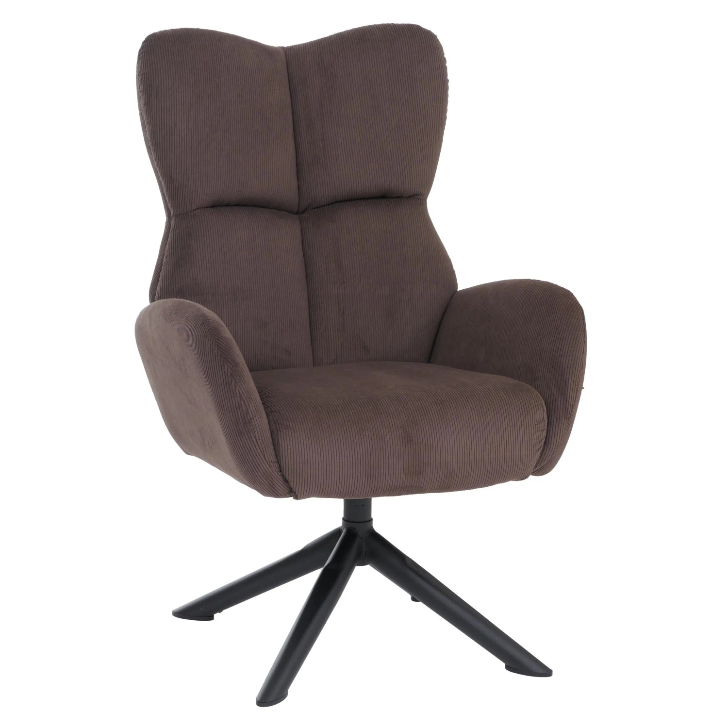 MCW Loungesessel Q54 Drehbar Metall Cord Dunkelbraun