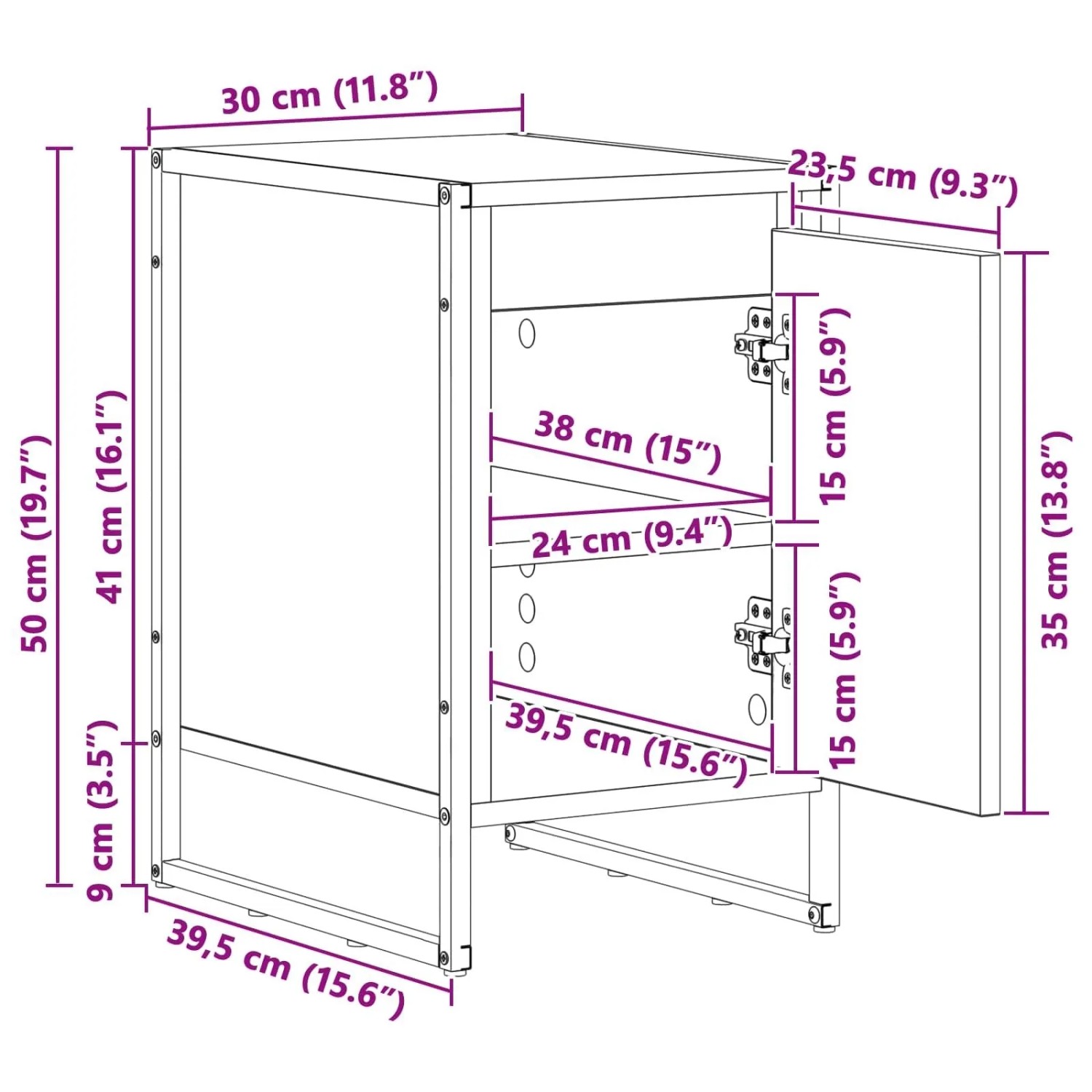 vidaXL Nachttisch 2 Stk Kunsthandwerk Eiche 39,5 x 30 x 50 cm 886653_14