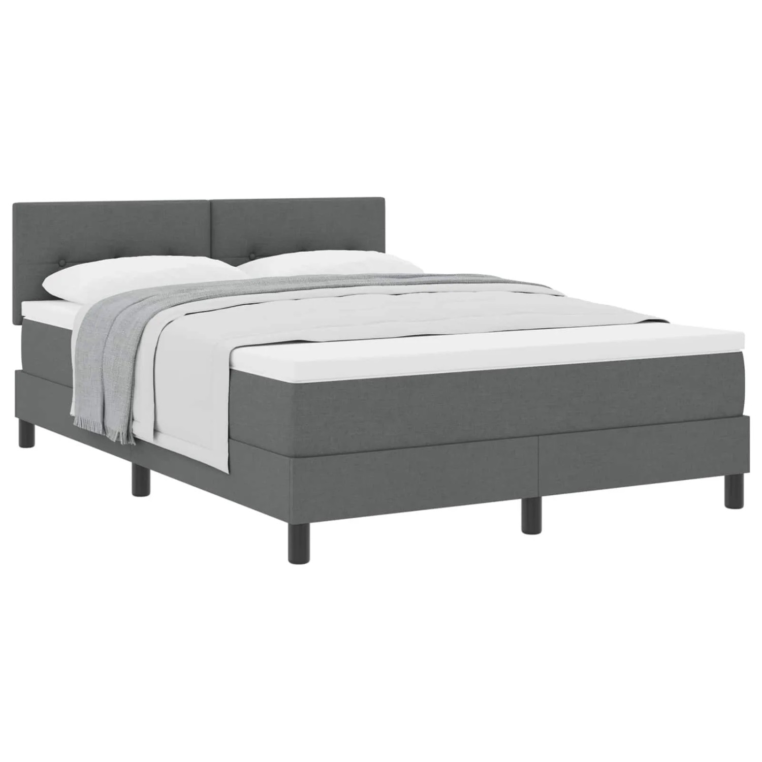 vidaXL Boxspringbett mit Matratze Dunkelgrau 140 x 200 cm Stoff 3338693